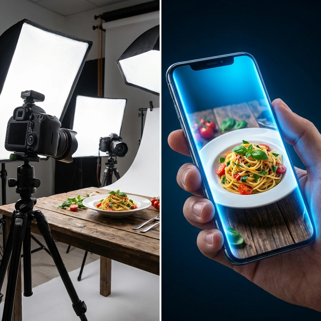 Comparativo entre fotografia tradicional e tecnologia de estúdio digital