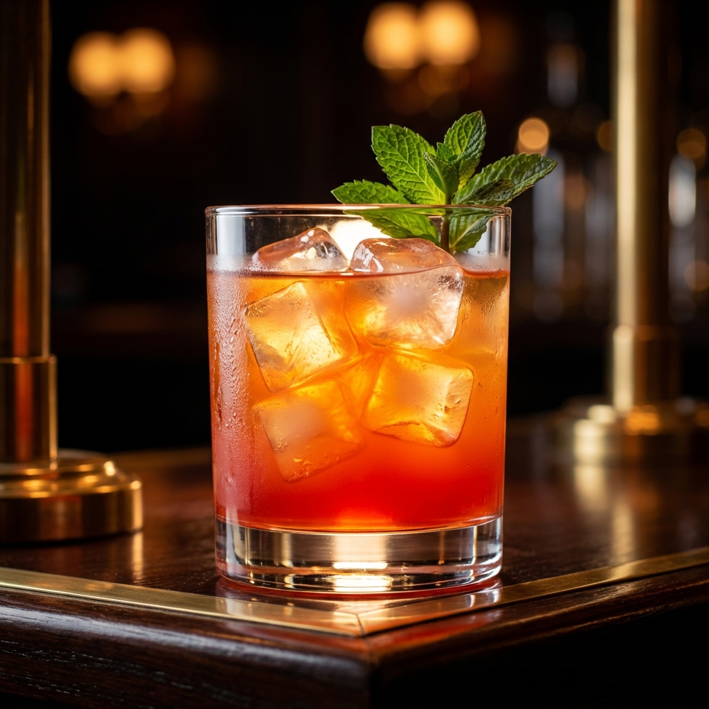 Drink colorido com luz de contra destacando a transparência e o gelo