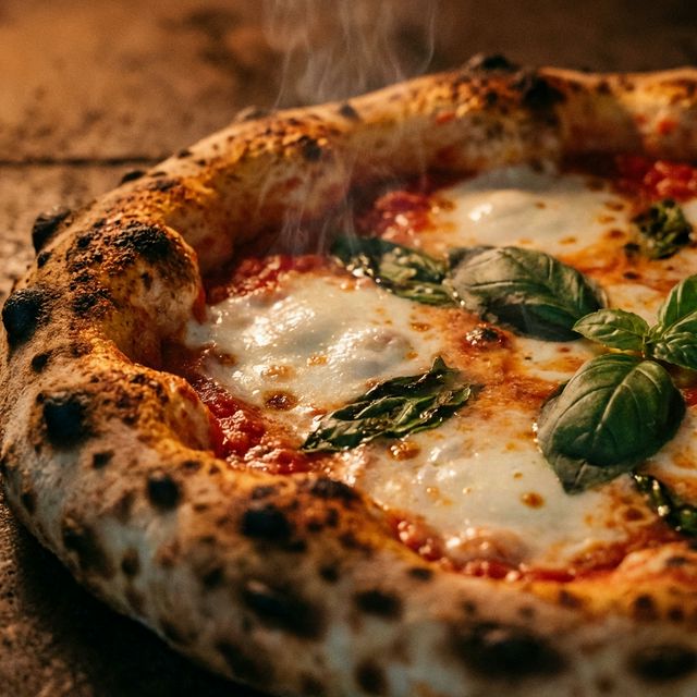 Pizza Napolitana em Flat Lay 90 graus